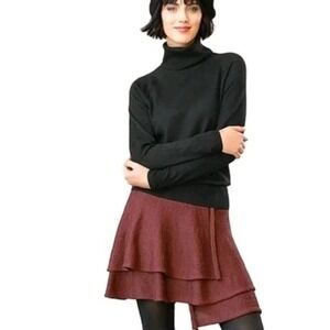 Peruvian Connection Edie Skirt Sz XS Tuscan Rose Alpaca Wool Knit Tiered Mini